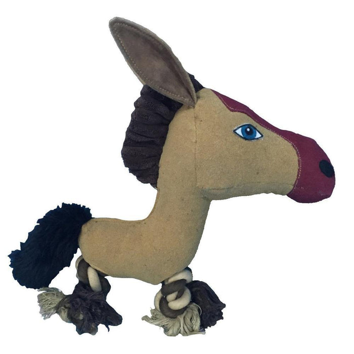 Wild horse squeaky dog toy with rope