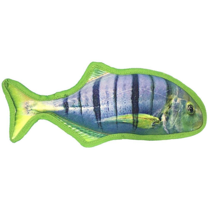 Floating in water dog toy with a squeaker, sergeant major fish