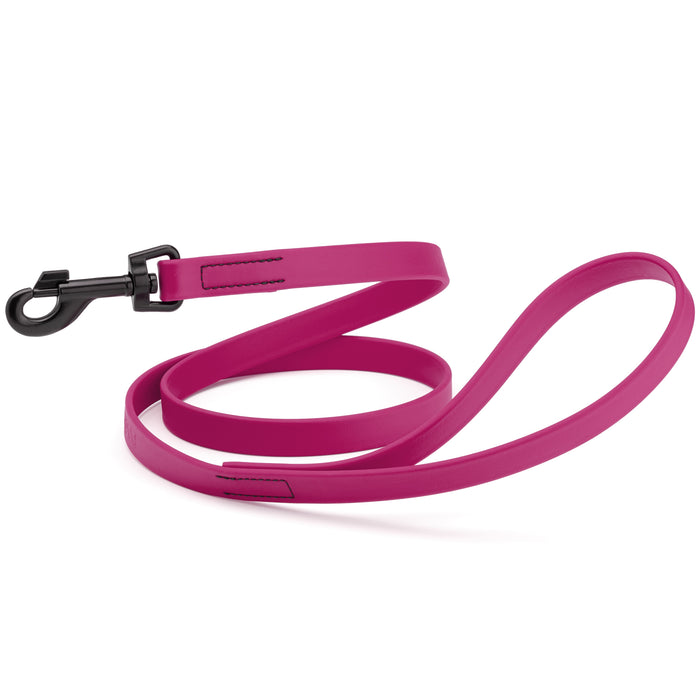 Magenta Pink dog leash with black snap hook, made from waterproof Biothane, 3/4 or 5/8 inches wide