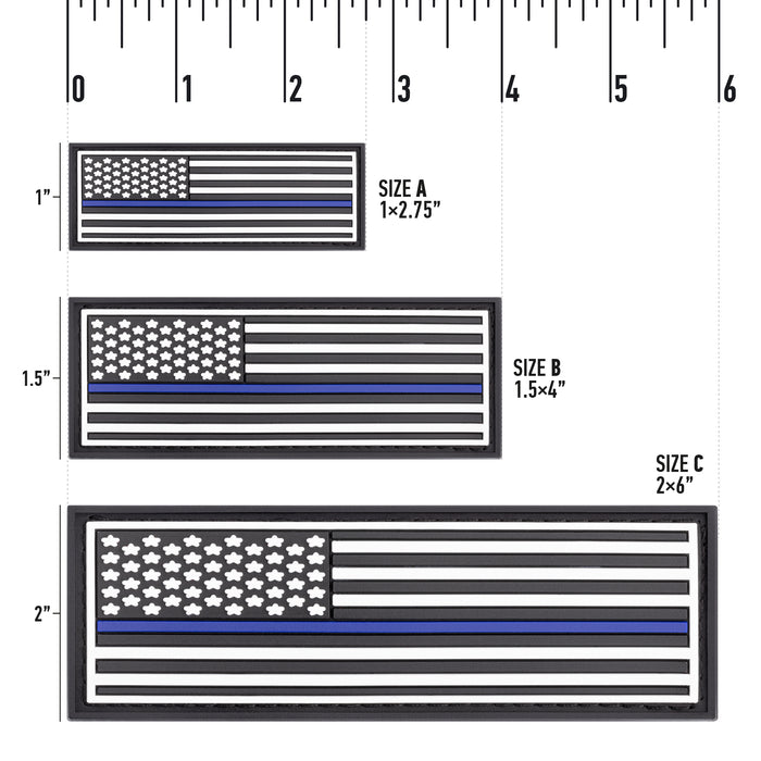 Dogline American Flag Thin Blue Line 3D Rubber Patches