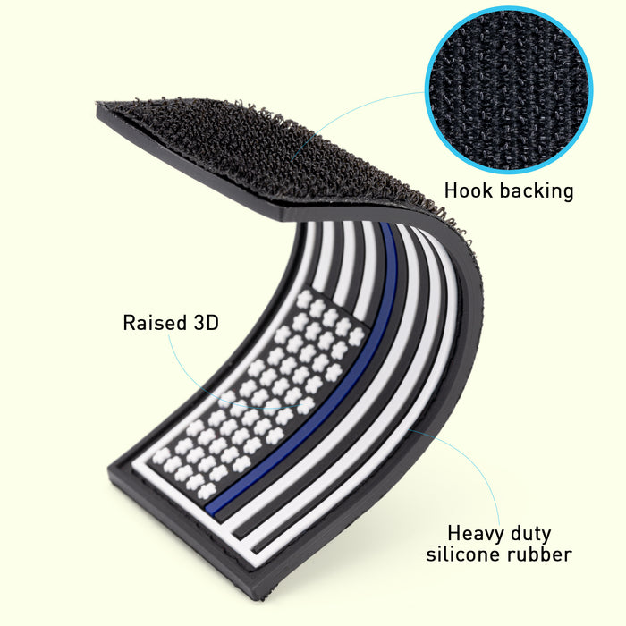 Dogline American Flag Thin Blue Line 3D Rubber Patches