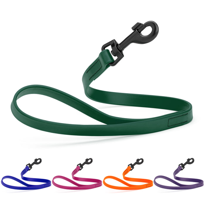 Hunter green 2ft traffic lead for dogs with black hardware, made from waterproof Biothane; blueberry, magenta ink, orange, violet and 20 other colors available