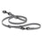 Battleship gray adjustable dog leash with two metal clips and three O-rings, made from waterproof Biothane