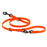 Hunter orange adjustable dog leash with two metal clips and three O-rings, made from waterproof Biothane