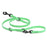 Seafoam green adjustable dog leash with two metal clips and three O-rings, made from waterproof Biothane