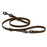 Dark chocolate brown adjustable dog leash with two metal clips and three O-rings, made from waterproof Biothane