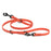 Coral adjustable dog leash with two metal clips and three O-rings, made from waterproof Biothane