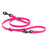 Passionfruit pink adjustable dog leash with two metal clips and three O-rings, made from waterproof Biothane