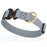Battleship Gray waterproof dog collar with Cobra metal buckle and brass D-ring, made from Biothane webbing, adjustable length