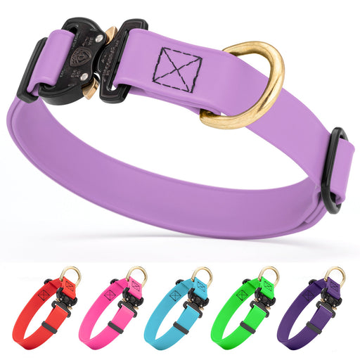 Biothane collar for dogs with genuine Cobra buckle; amethyst purple, red, pink, sky blue, green, violet and 11 other color options