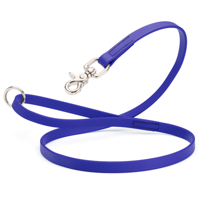 Blueberry Biothane dog leash with nickel-plated scissor snap and O-ring, 5/8 inch wide