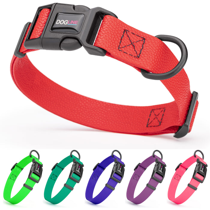 Pebble Biothane dog collar with quick release buckle and D-ring, adjustable, red, green, teal, blue, purple, pink and 2 other color options 
