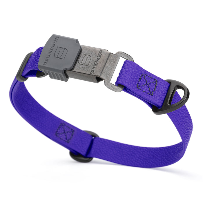 Blueberry Biothane dog collar with pebble textured coating and Herm Sprenger black buckle, 3/4 inch wide, adjustable