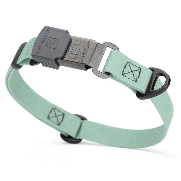 Sage Green Biothane dog collar with pebble textured coating and Herm Sprenger black buckle, 3/4 inch wide, adjustable