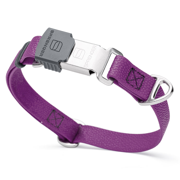 Grape Purple waterproof dog collar with Herm Sprenger stainless steel buckle, made from pebble embossed Biothane, 3/4 inch wide