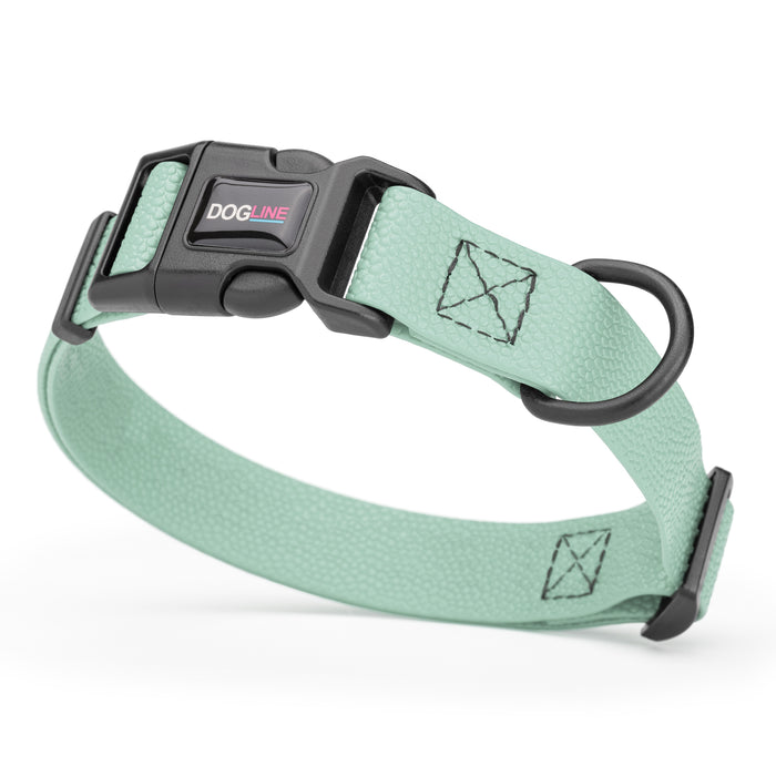 Pebble Grip Biothane adjustable dog collar with quick release buckle, Sage Green, 1 inch wide
