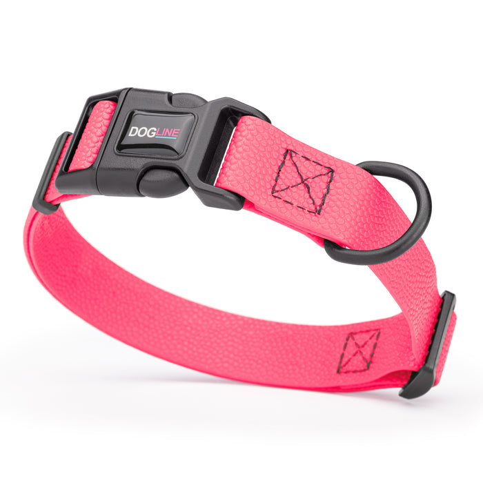 Pebble Grip Biothane adjustable dog collar with quick release buckle, Hot Pink, 1 inch wide