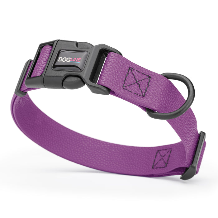 Pebble Grip Biothane adjustable dog collar with quick release buckle, Grape Purple, 1 inch wide