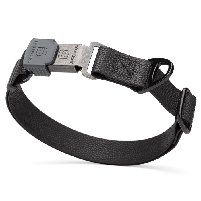 Pebble Grip Biothane dog collar with Herm Sprenger black Cliclock buckle, 1 inch wide, Black