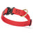 Cherry Red Biothane dog collar with pebbled coating, Cobra buckle, and brass D-ring, 1 inch wide, adjustable