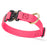 Hot Pink Biothane dog collar with pebbled coating, Cobra buckle, and brass D-ring, 1 inch wide, adjustable