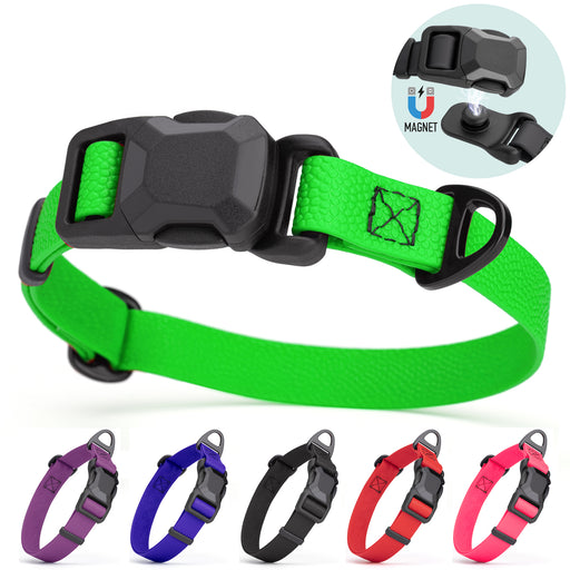 Pebble Embossed Biothane collar for dogs with magnetic buckle and D-ring, adjustable. Green, purple, blue, black, red, pink and other colors available