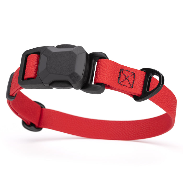 Cherry Red dog collar with magnetic buckle, made from Pebble Grip Biothane, width 3/4 inch