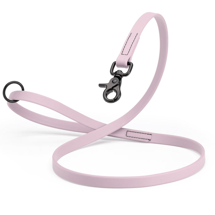 Pastel Purple Biothane dog leash with black scissor snap and O-ring, 5/8 inch wide