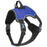 Blue no pull dog harness with adjustable straps, top handle, reflective trim and quick release buckle