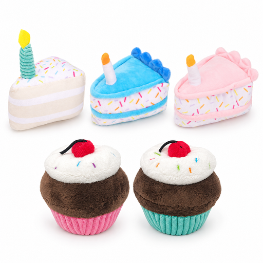 Cupcakes and Cake Slices Mini Plush Dog Toys Collection