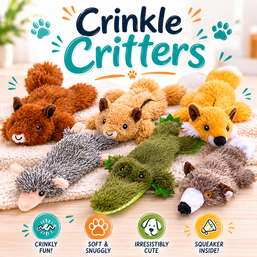 Crinkle Critters Stuffing-Free Dog Toy with Squeaker