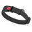 Black waterproof dog collar with plastic safety lock buckle and metal D-ring, adjustable