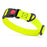 Yellow waterproof dog collar with plastic safety lock buckle and metal D-ring, adjustable