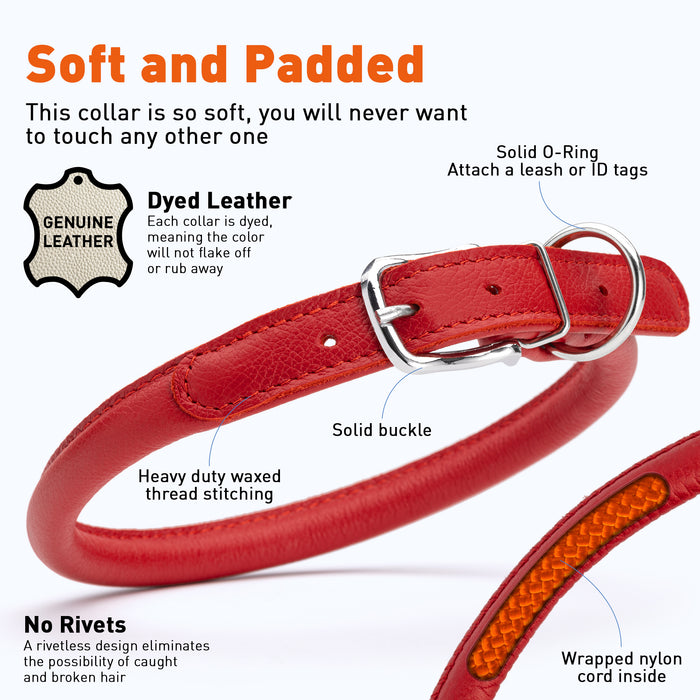 Soft Leather Round Dog Collar
