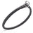 Black leather dog slip collar with metal O-rings, 1/2 inch width, round fur saver design