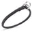 Black leather dog choke collar with metal rings, 1/3 inch wide