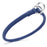 Blue leather dog choke collar with metal rings, 1/3 inch wide