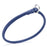 Blue slip dog collar with metal hardware, made from rolled leather, 3/8 inch wide
