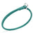 Teal slip dog collar with metal hardware, made from rolled leather, 3/8 inch wide