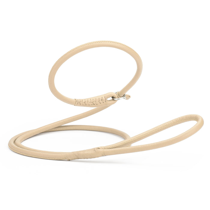 Beige leather dog slip lead, 3/8 inch width