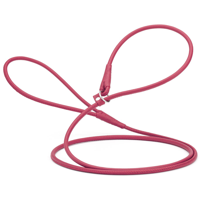 Pink leather slip lead for dogs, 1/4 inch wide