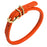 Orange round leather dog collar with brass buckle and D-ring, 1/3 inch wide