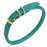 Teal rolled leather dog collar with brass hardware, 3/8 inch wide