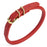 Red rolled leather dog collar with brass hardware, 3/8 inch wide