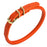 Orange rolled leather dog collar with brass hardware, 3/8 inch wide