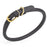 Black leather dog collar with brass buckle and D-ring, 1/2 inch width, rolled design