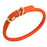 Orange leather dog collar with brass buckle and D-ring, 1/2 inch width, rolled design