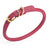 Pink leather dog collar with brass buckle and D-ring, 1/2 inch width, rolled design