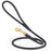 Black round leather dog leash with brass clip, width 3/8 inch