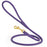 Purple round leather dog leash with brass clip, width 3/8 inch
